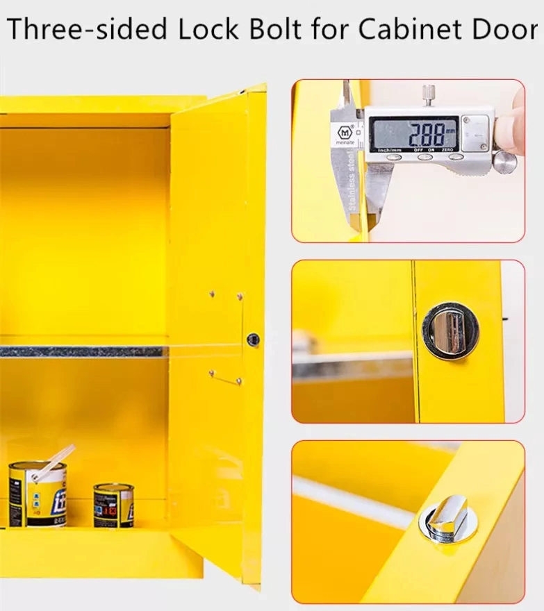 Two Layers Steel Flammable Storage Cabinet Chemistry Lab Yellow Flammable Safety Cabinet