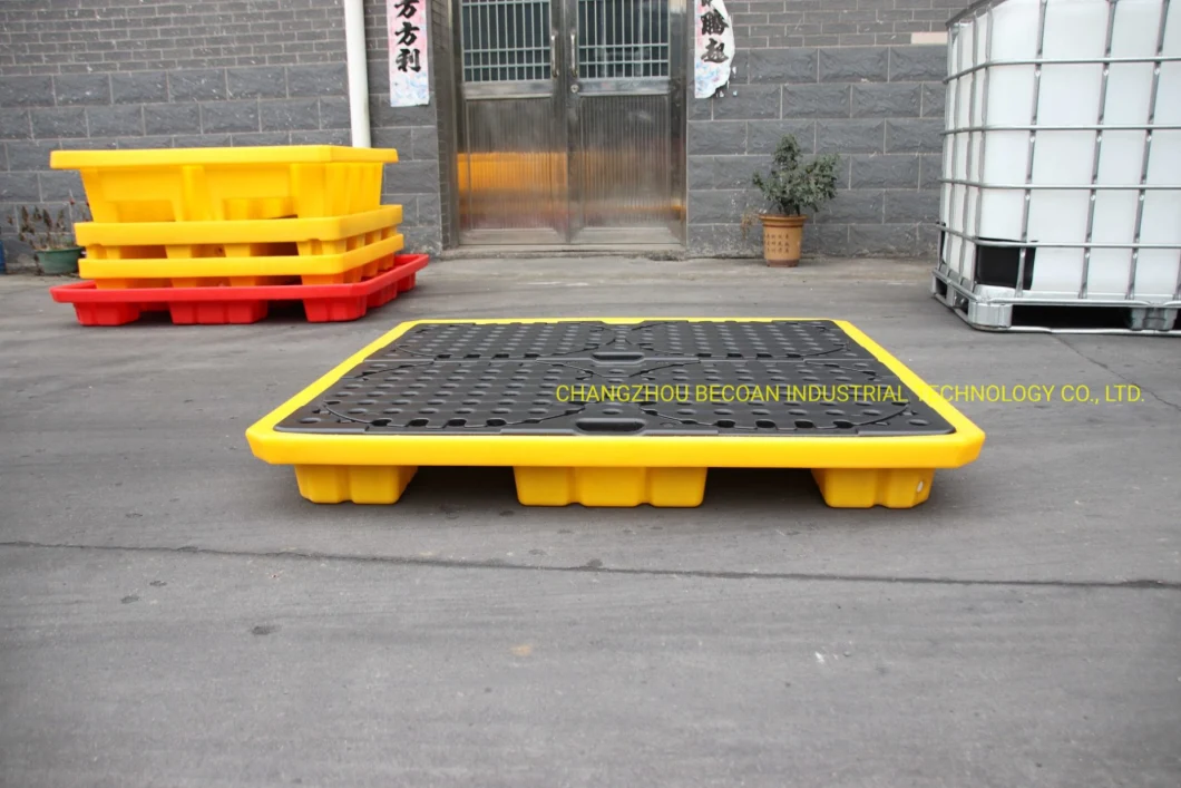 4 Drums Heavy Duty Oil Chemical Anti-Spill Detachable Plastic Pallet with Factory Price for Sale