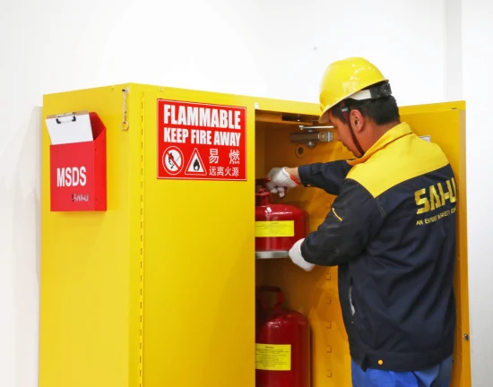 Armoire de stockage de sécurité ignifuge Sai-U personnalisée en usine pour le stockage de substances dangereuses pour liquides inflammables